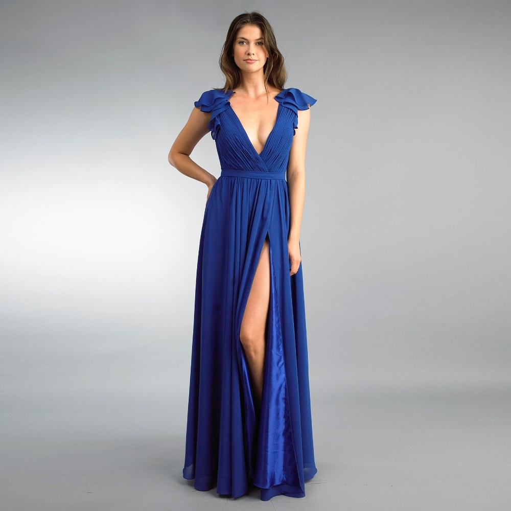 ruffle collar evening dress by Basix II